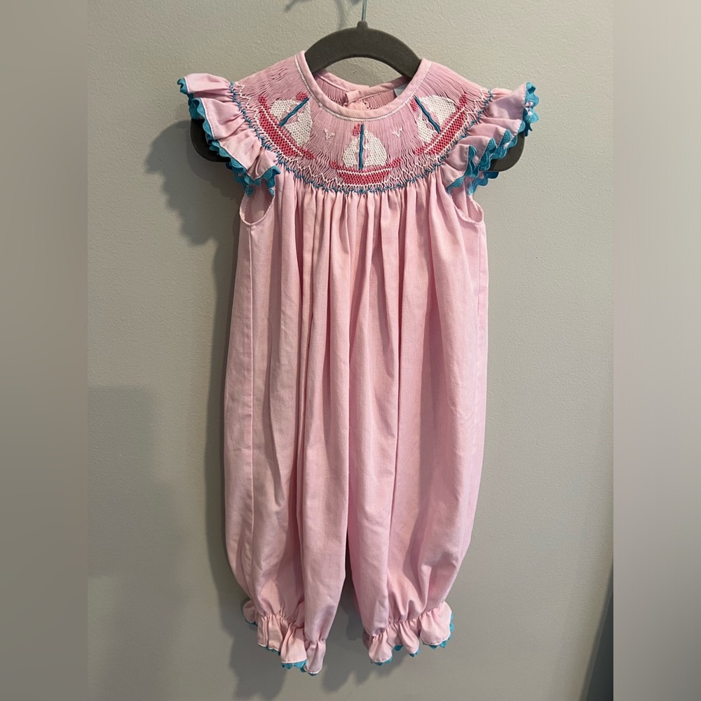 Smocked Sail Boat Romper